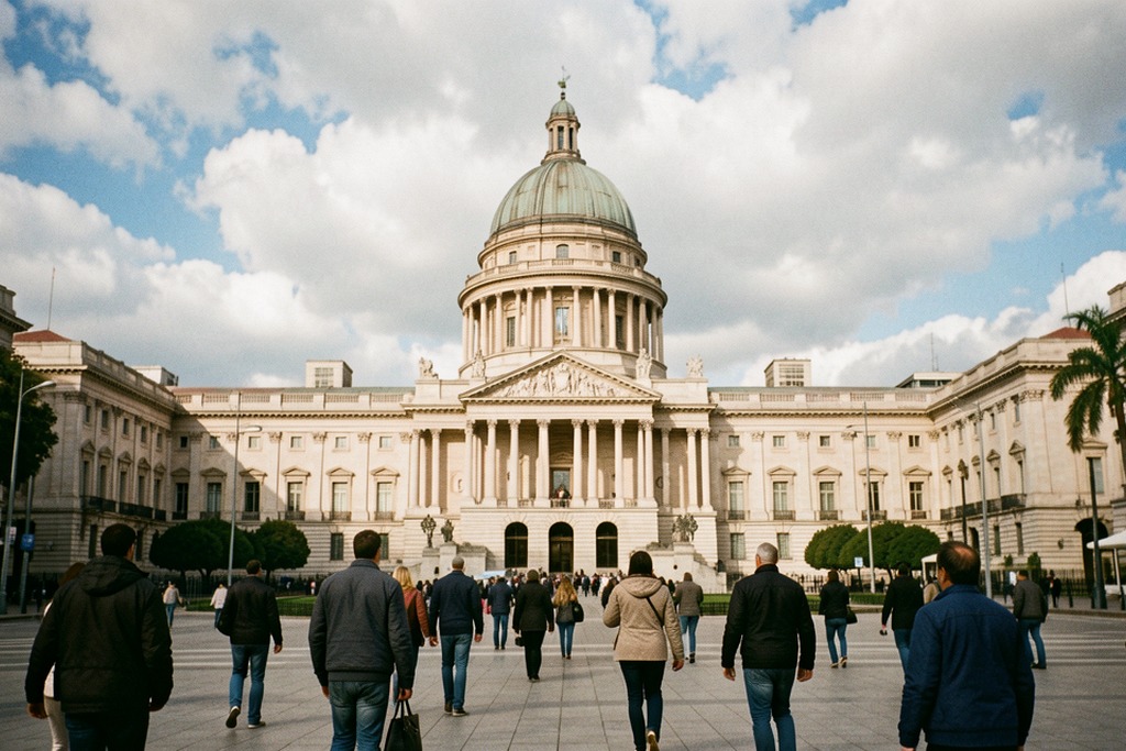 Argentina's Congress building beneath an overcast sky