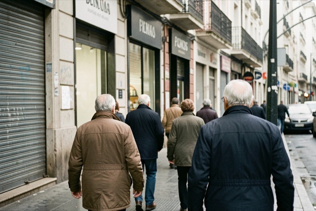 Older pedestrians on a Buenos Aires pavement