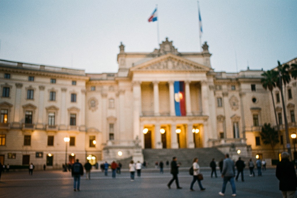 Congress complex in Buenos Aires at twilight