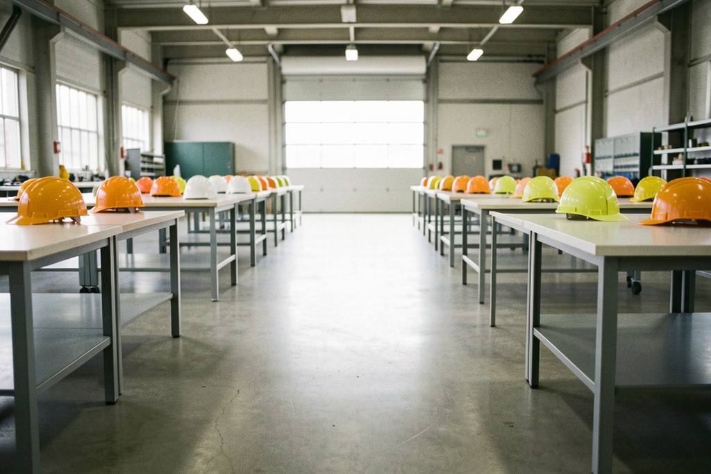 Empty industrial workshop awaiting workers
