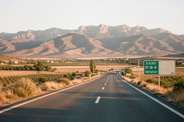 An open highway and distant hills outside Córdoba