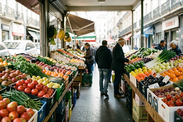 Produce displayed at a Buenos Aires street market